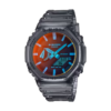 Reloj Casio G-Shock esfera gradiante naranja y negro con brazalete negro de caucho