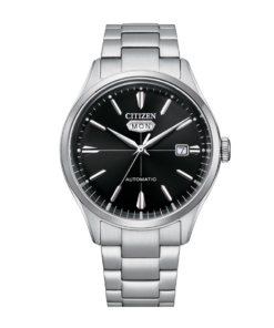 Reloj Citizen esfera negra con correa plateada