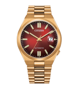 Reloj Esfera roja con carcasa y correa de oro