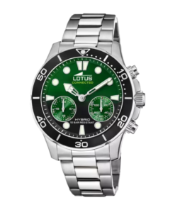 Reloj Lotus esfera gradiante verde y negro con brazalete metálico