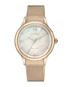 Reloj Citizen esfera blanca con brazalete y carcasa en oro amarillo