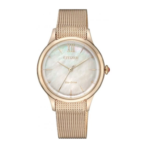 Reloj Citizen esfera blanca con brazalete y carcasa en oro amarillo