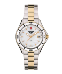 Reloj Swiss military con esfera blanca y brazalete oro y acero