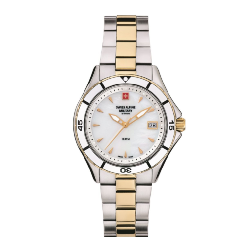 Reloj Swiss military con esfera blanca y brazalete oro y acero