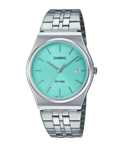 Casio esfera redonda verde claro con correa metal