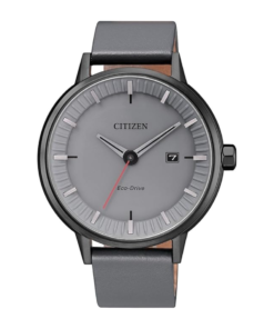 Reloj Citizen esfera gris con correa de piel gris