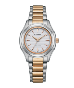 Reloj Citizen esfera blanca con correa en oro y plata