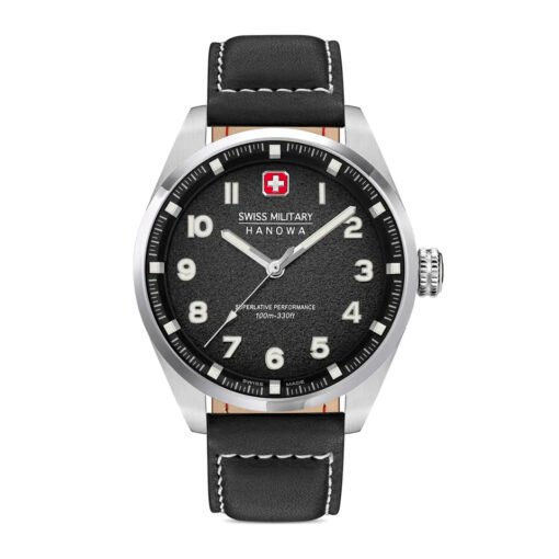 Reloj Swiss military Hanova con correa negra y esfera negra